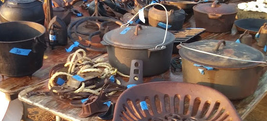 Antique cast iron pots, just a few of the rare finds at First Monday Trade Days