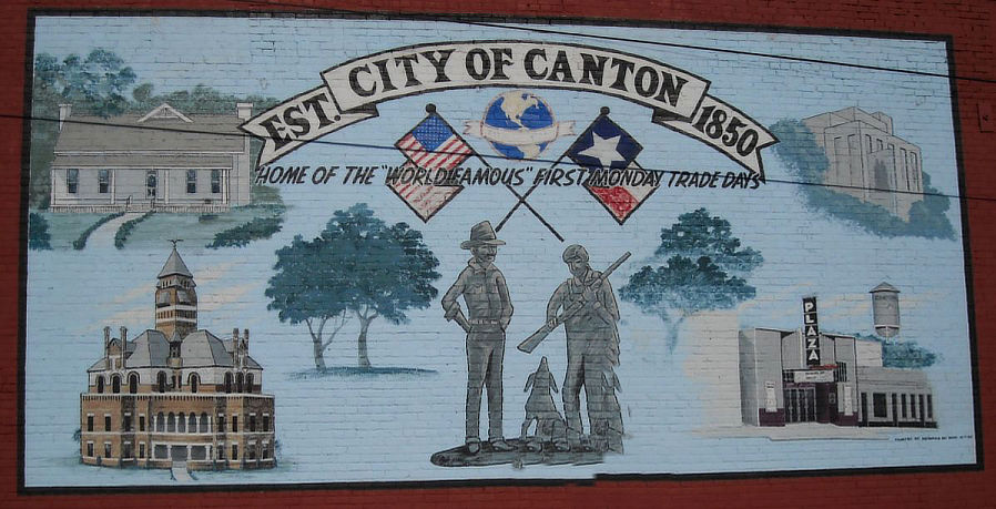 Mural in downtown Canton Texas ... Establishe 1850